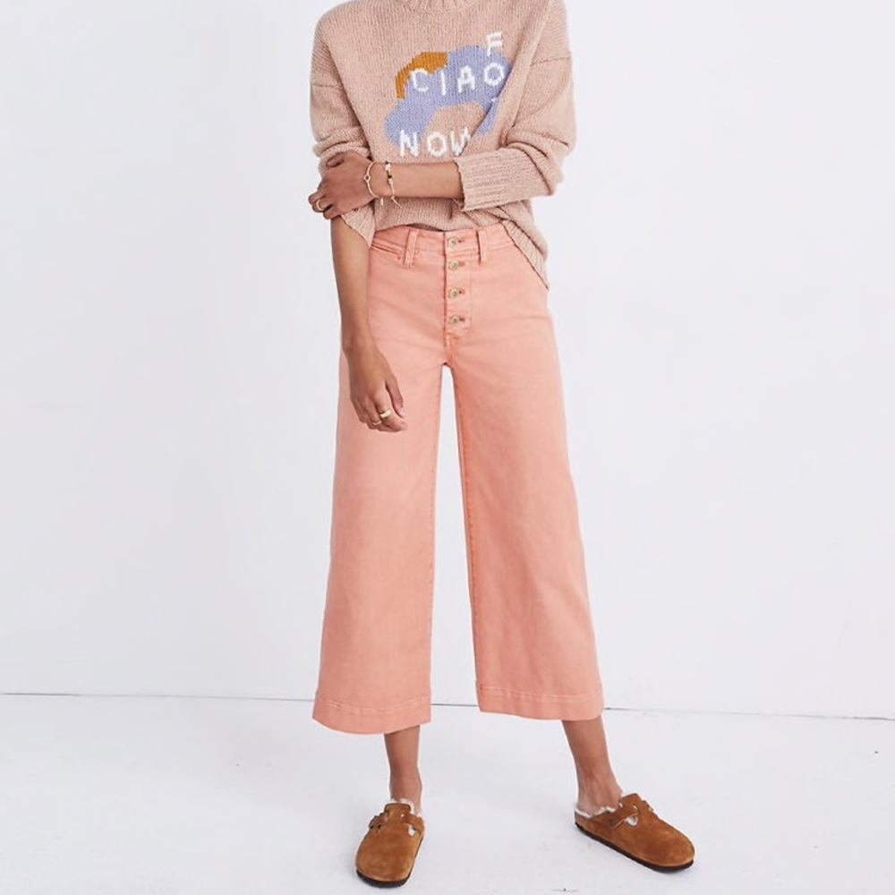 Madewell Emmett Wide Leg Crop Pant in Dried Coral